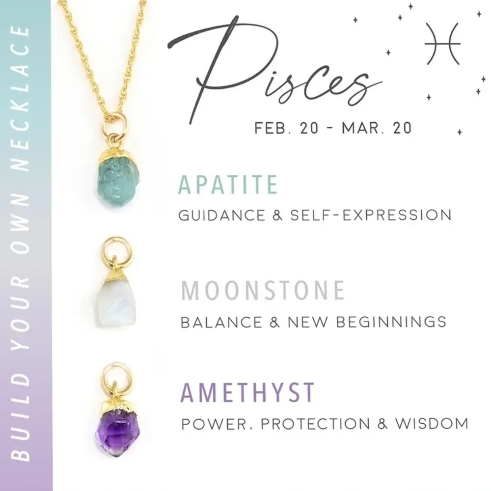 3 Crystal Pisces Birthstone Necklace